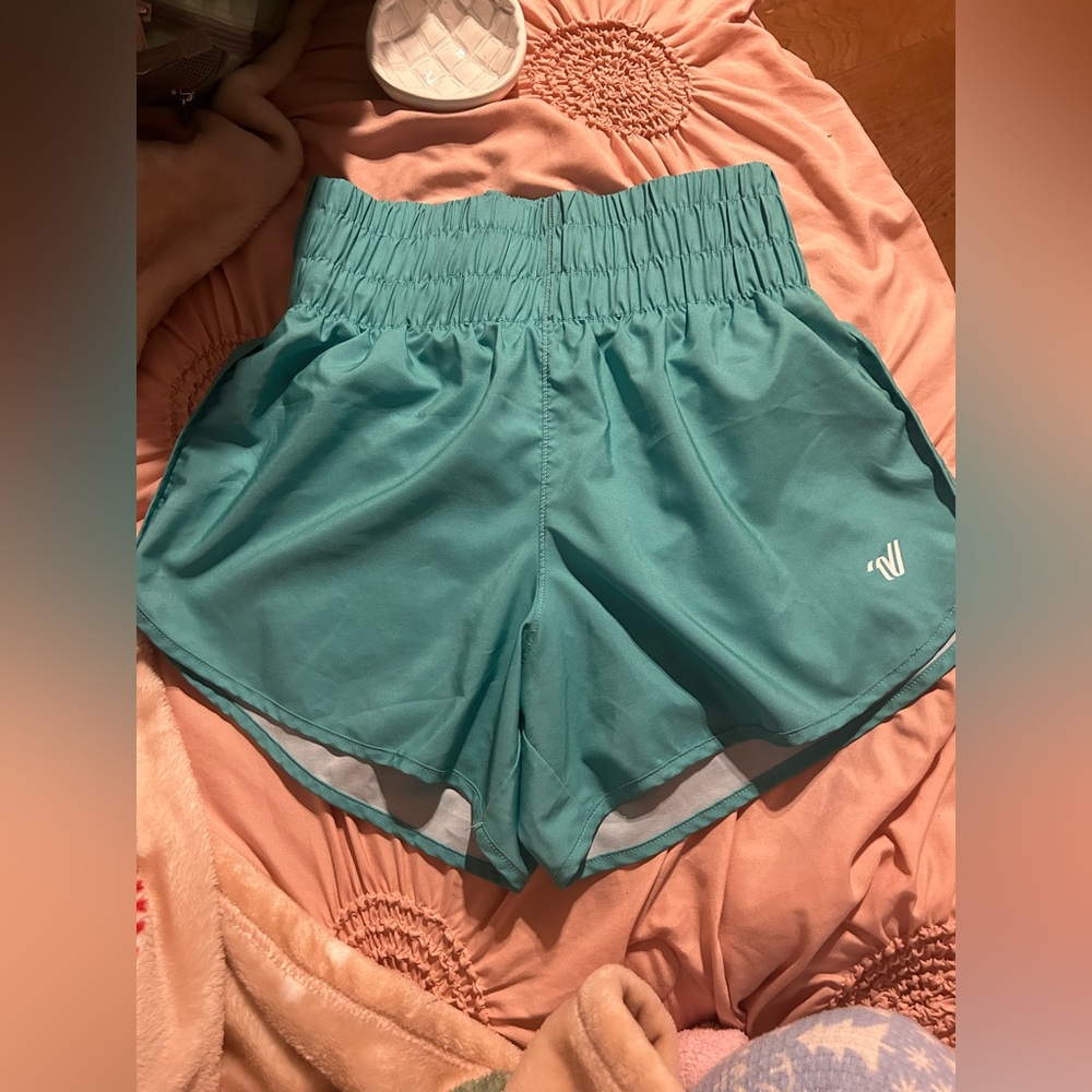 high waisted teal shorts! size small! perfect condition